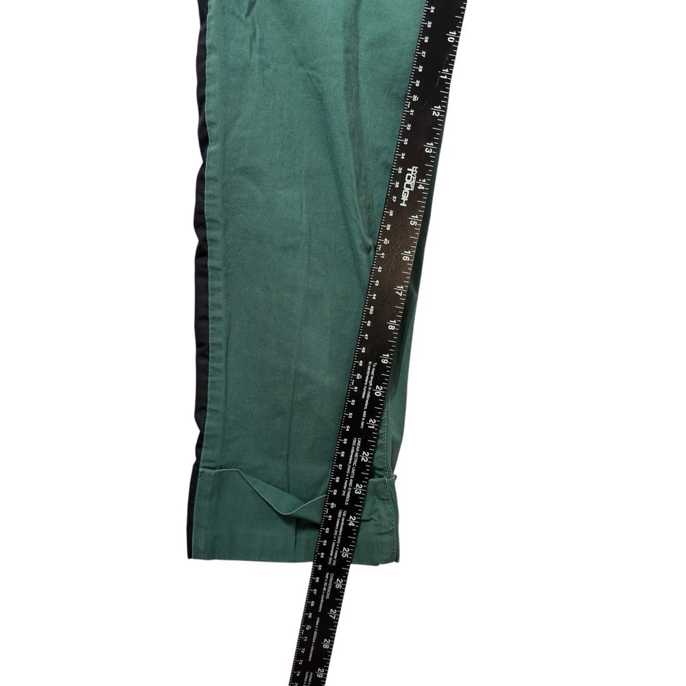Tory Burch Pants Women's 29 Green Cuffed Black‎ Side Stripe Cotton - Picture 6 of 7
